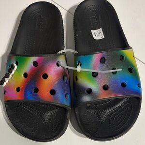 Crocs Rainbow Slide Sandals - Black Base- M6/ W8